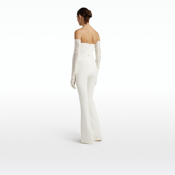 Safiyaa Strapless Crepe Jumpsuit Size 2 Ivory - Picture 2 of 15